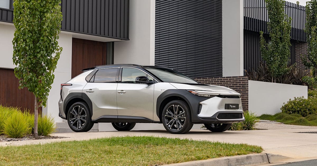 Toyota bZ4X - parked at the front of a house