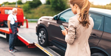 Car being towed